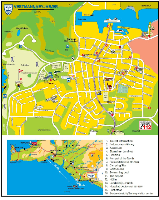 Mapa de Heimaey (Vestmannaeyjar) en Islandia