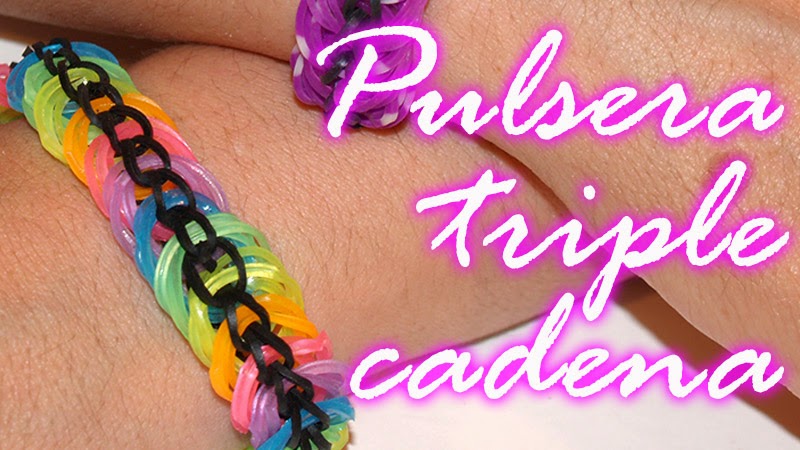 pulsera de gomitas triple cadena rainbow loom