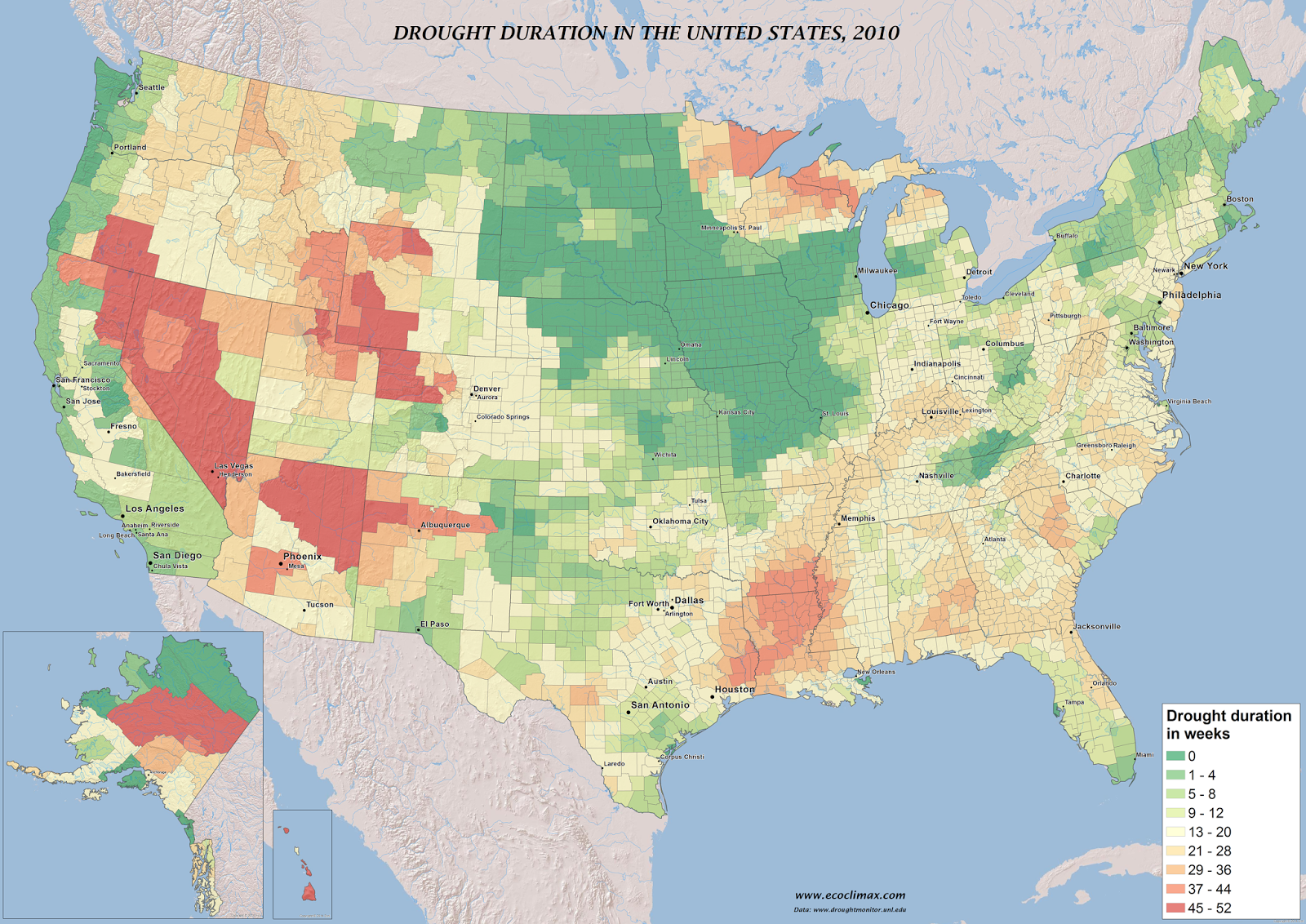 Drought duration in the United States (2010)