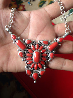 Red gemstone tibetan style necklace for women, silver crafted handmade jewelry for women