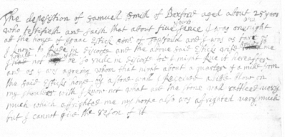 Climbing My Family Tree: Trial Deposition of Samuel Smith, Trial of Mary Easty, 1692
