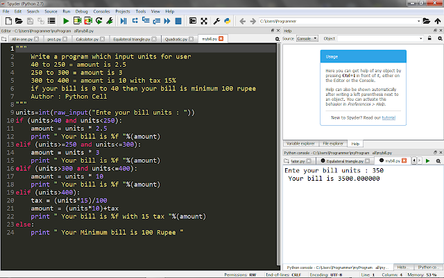 Write a program find the bill units and add tax in Python. - Python Cell