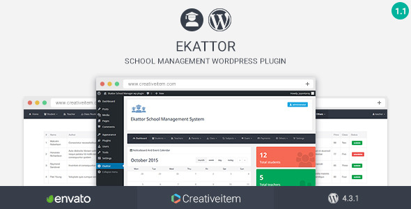 Free Download Ekattor School Manager V1.1 Wordpress Plugin