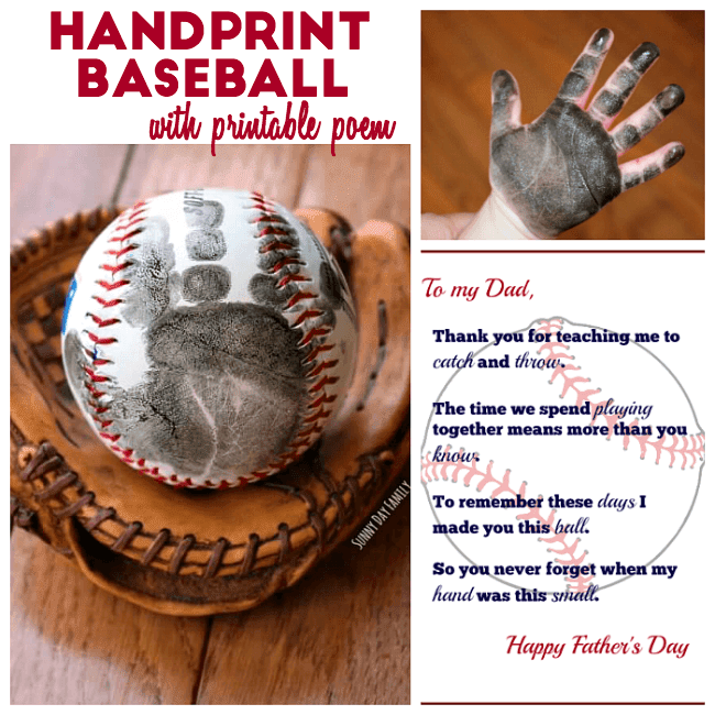 Handprint Baseball Father's Day Gift with Free Printable Poem