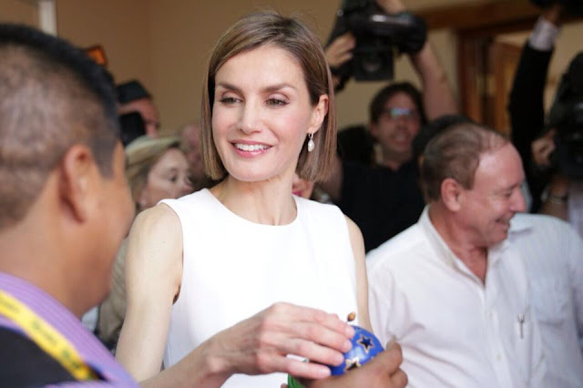 Queen Letizia of Spain with Honduran First Lady Ana de Hernandez visited the cathedral in Comayagua, 80 km north of Tegucigalpa