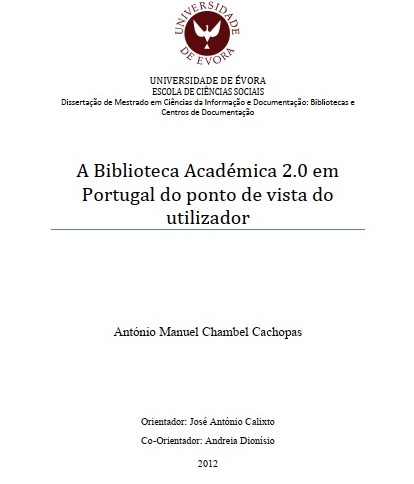 A Biblioteca Académica 2.0 em Portugal do ponto de vista do utilizador