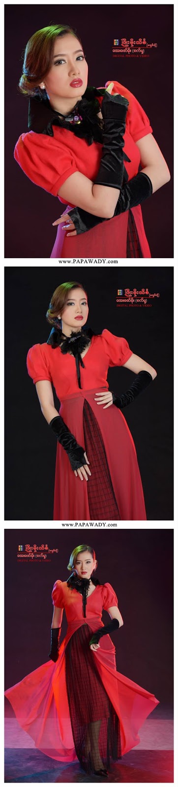 Yu Thandar Tin with the Red Queen Fashion Dress