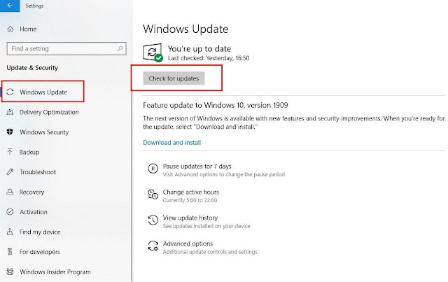 Check For Updates Windows 10 Version 1909