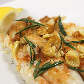 Pan-Seared Flounder with Fried Rosemary and Garlic