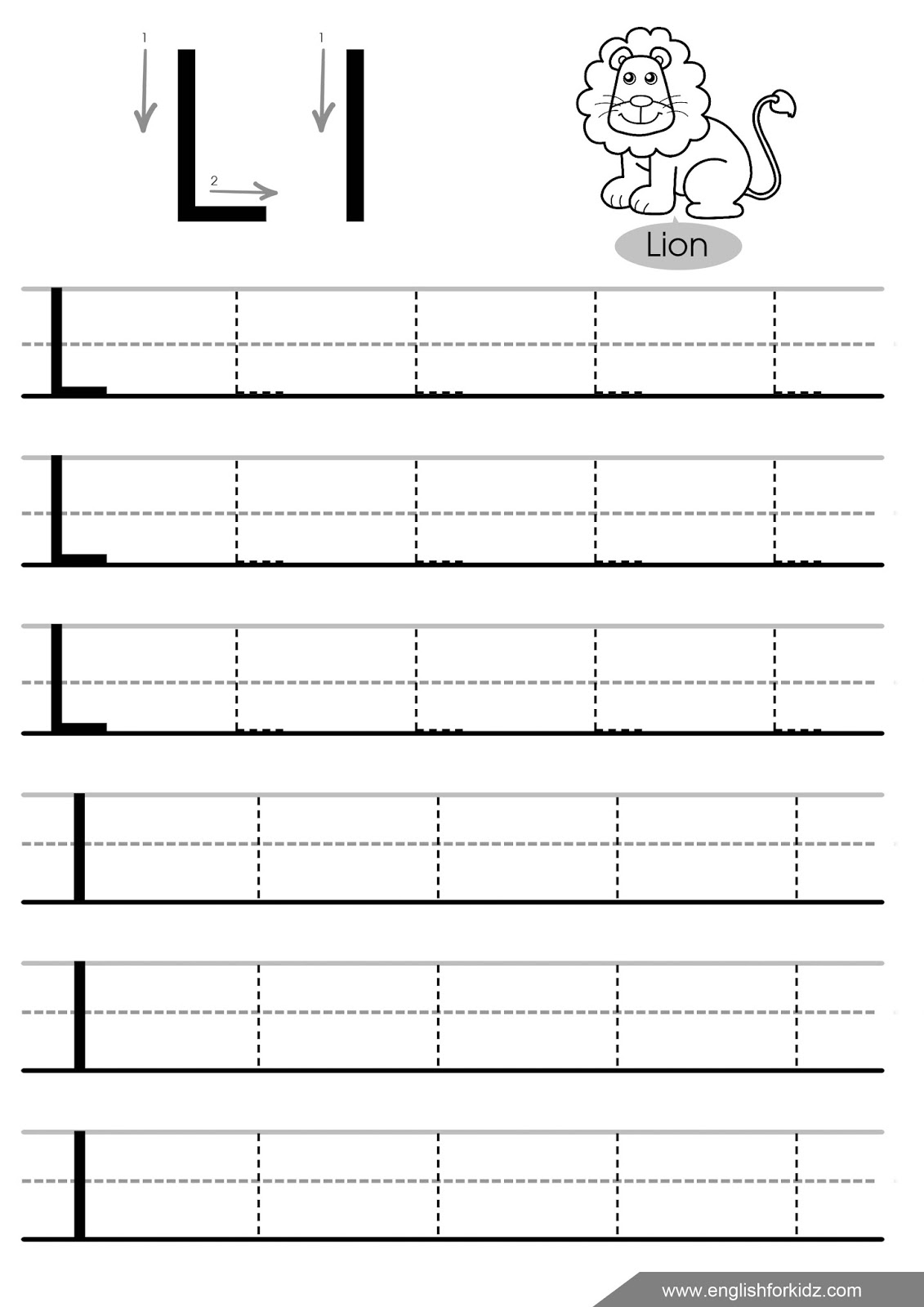 English for Kids Step by Step Letter Tracing Worksheets (Letters K T)