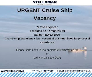 SEAMAN JOB Urgent hiring requirements 2nd engineer for cruise ship joining A.S.A.P. in UK