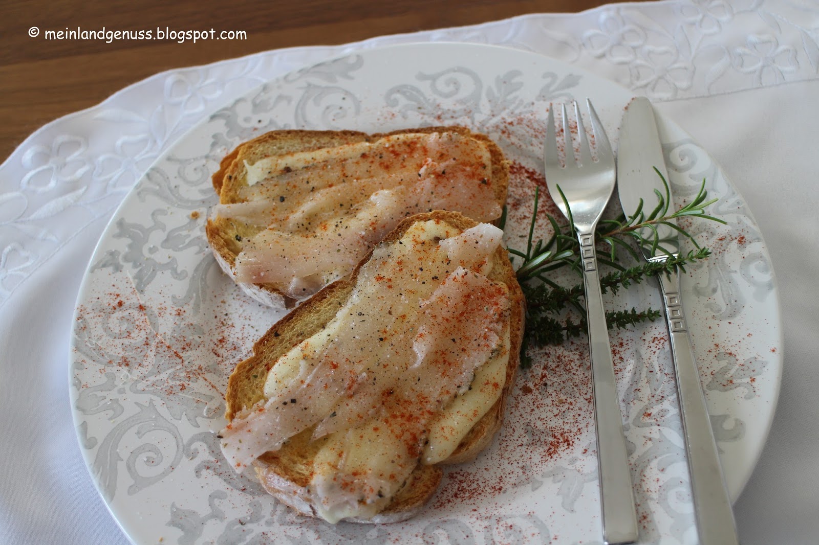 mein Land und Gartengenuss : Crostini mit Lardo