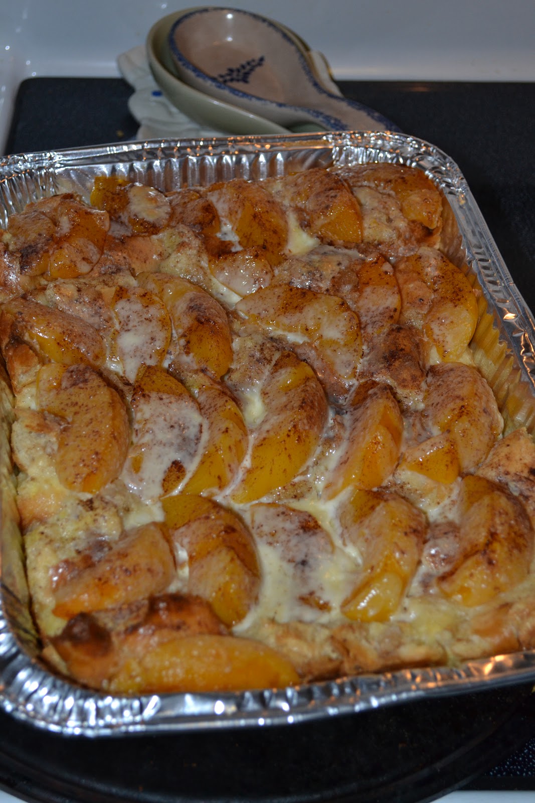 Purple Tailgating Mama Peaches and Cream Overnight French Toast Casserole