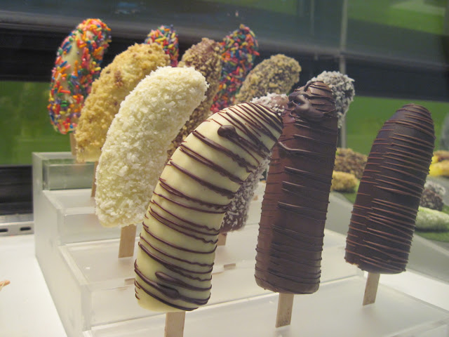 Other New York treats can't shake a stick at Forbidden Fruit's chocolate dipped bananas that are certainly New in New York