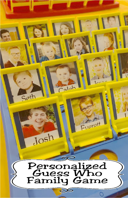 Play a personalized game of Guess Who with your family!  These board games are easy to make and so fun to play at family reunions or family game night since they include each member of your family on the board.  #gamenight #guesswho #personalizedguesswho #familygame #christmaspresent #diypartymomblog 