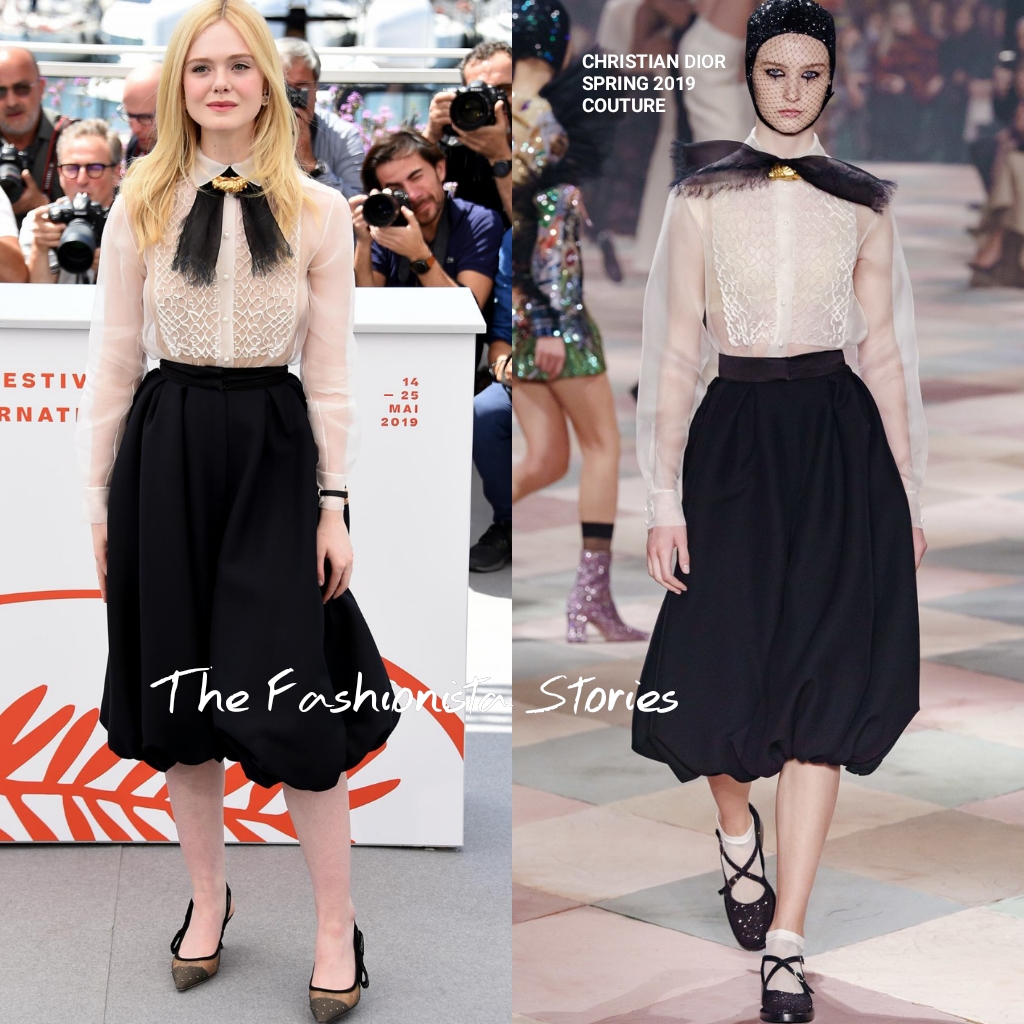 Fanning in Dior Couture & Gucci at the 72nd Cannes Film Festival Photocall & Opening Ceremony