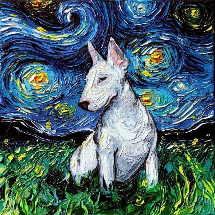 Artist Whose Beautiful Painting Was Mistaken For A Van Gogh Created Incredible 'Starry Night' Dog Series
