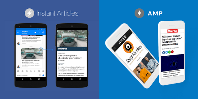 Artikel Instan vs AMP Facebook Artikel Instan versus Google Accelerated Mobile Pages