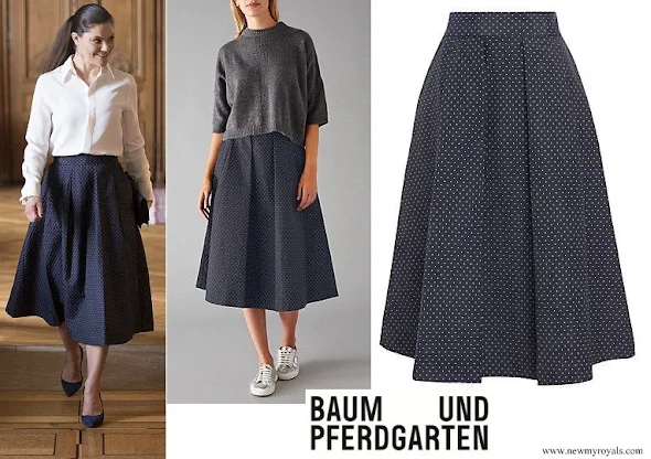 Princess Victoria wore Baum Und Pferdgarten Sashenka Pleat Skirt Jacquard Dots Ladies
