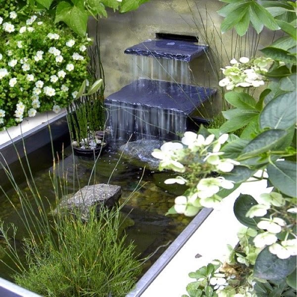 A relaxing garden and backyard waterfalls