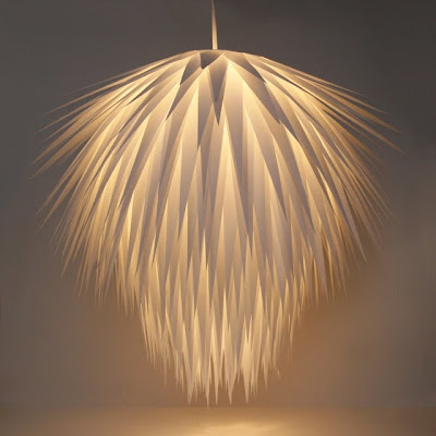 Starburst Pendant Lamp made of white vellum triangular strips