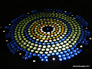 illuminated glass mosaic table top centre