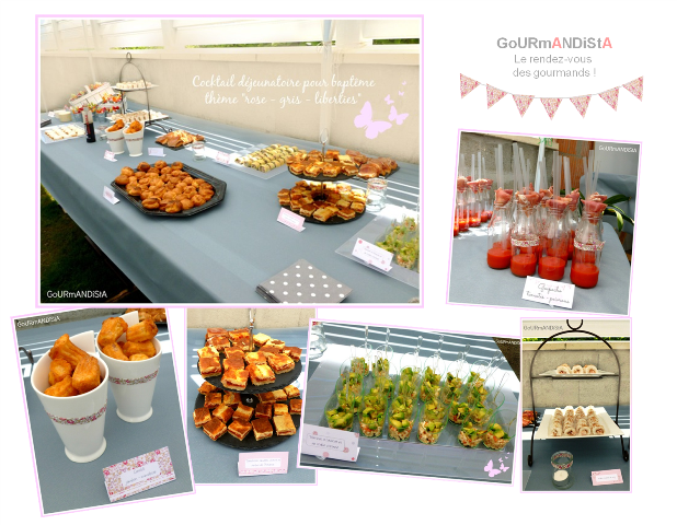 Baptême thème liberties-rose-gris : cocktail dînatoire et buffet des Baptême thème liberties-rose-gris : cocktail dînatoire et buffet des