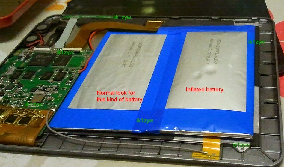 IK1ZYW Labs Inflated tablet = inflated lithium battery!