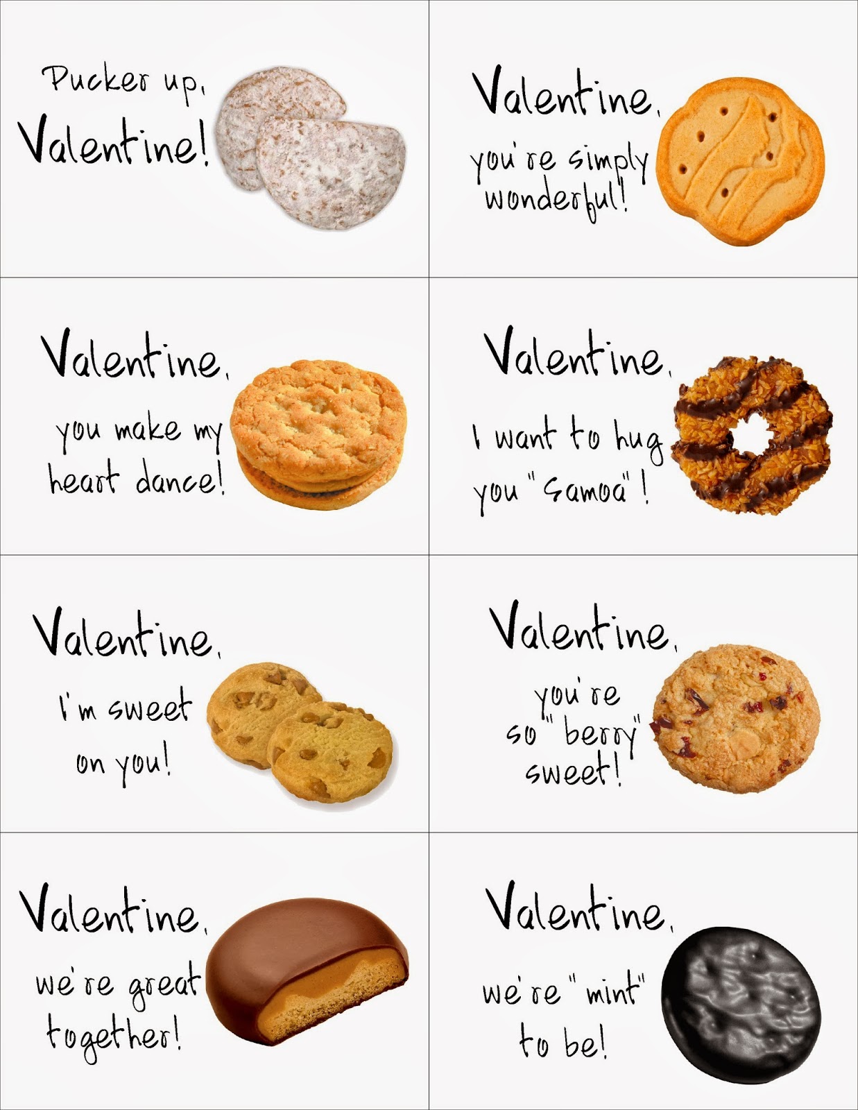 Girl Scout Cookie Valentine Tags (Little Brownie Bakers)