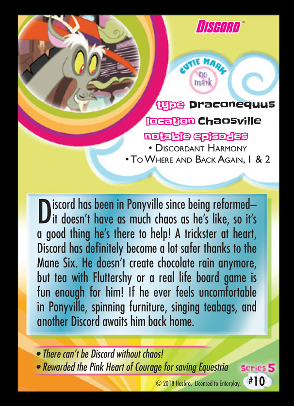 My Little Pony Discord Series 5 Trading Card MLP Merch