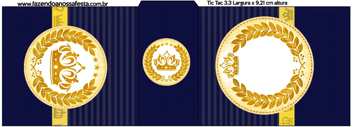 Etiqueta Tic Tac para imprimir gratis de Corona Dorada en Fondo Azul.