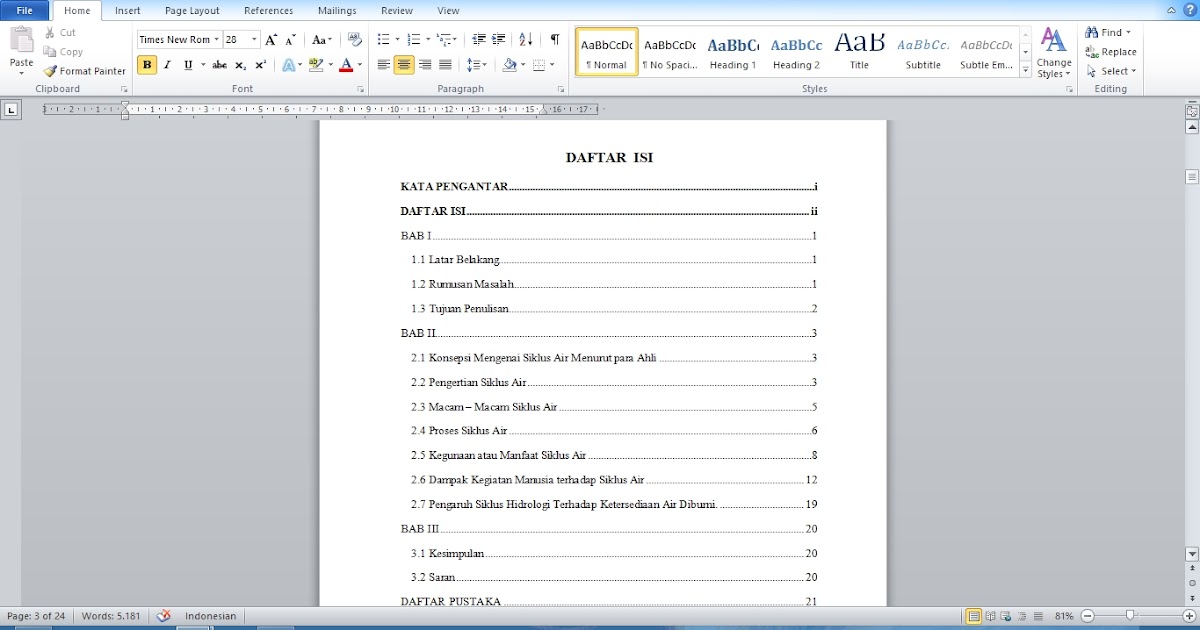 Heaven Cara Mengatasi "Error! Bookmark not defined" pada Table of Content