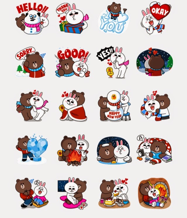LINE Stickers Community: Free line sticker -Brown & Cony's Cozy Winter Date