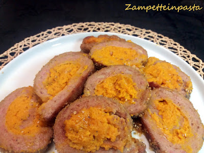 Polpettone di carne farcito con la zucca