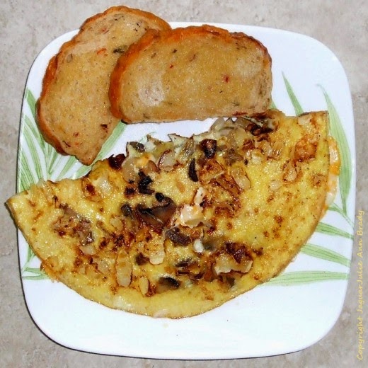 Julie Ann Brady Blog On Easy Cheesy Omelet with Mushrooms and Onions