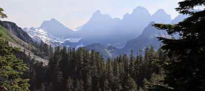 View of the steep ridges of the Cascades