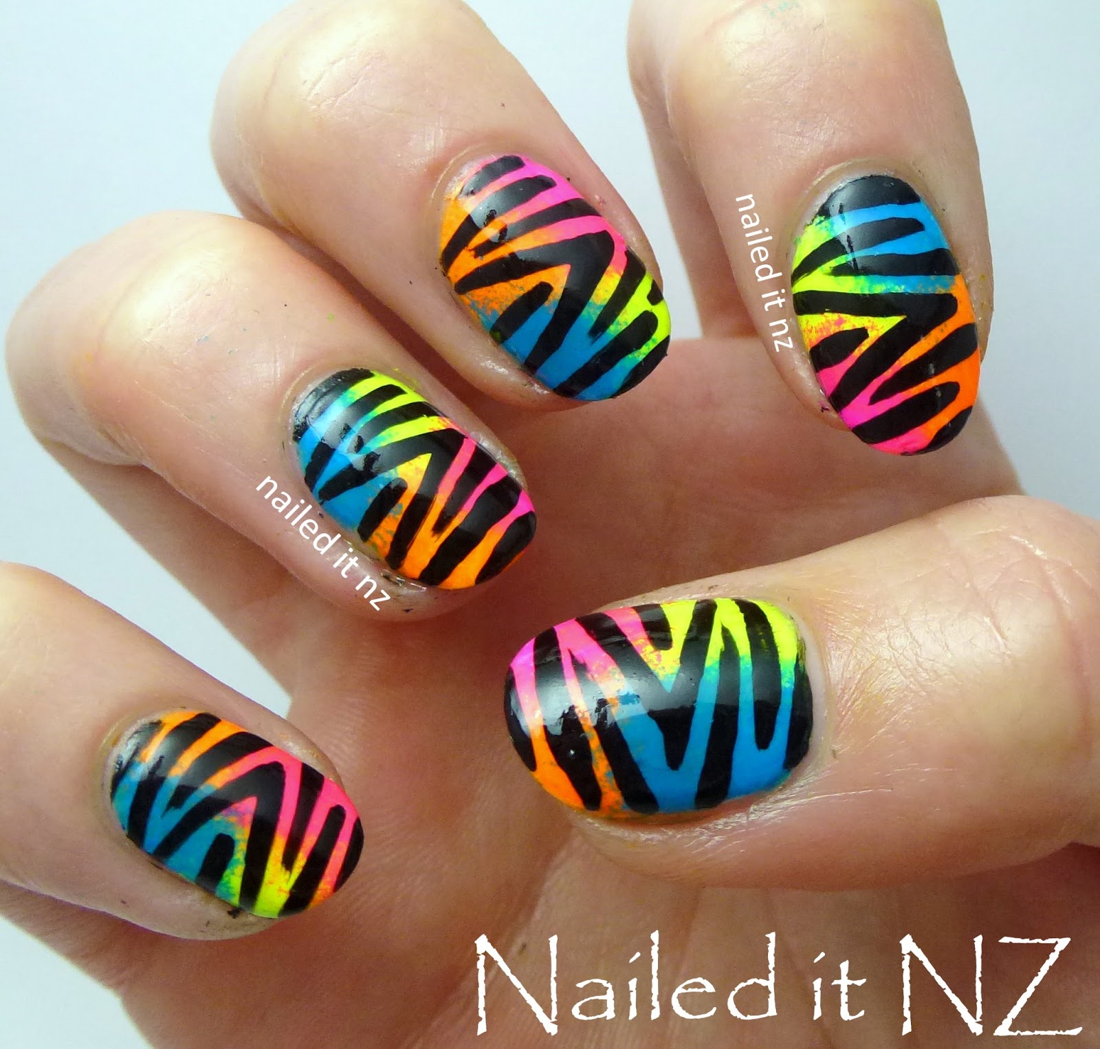Nailed It NZ Neon Zebra print nail art tutorial on YouTube!