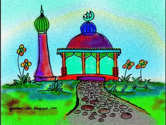 Mewarnai Gambar Masjid Belajar Anak Bisa Bebas Warna Muda Kalem