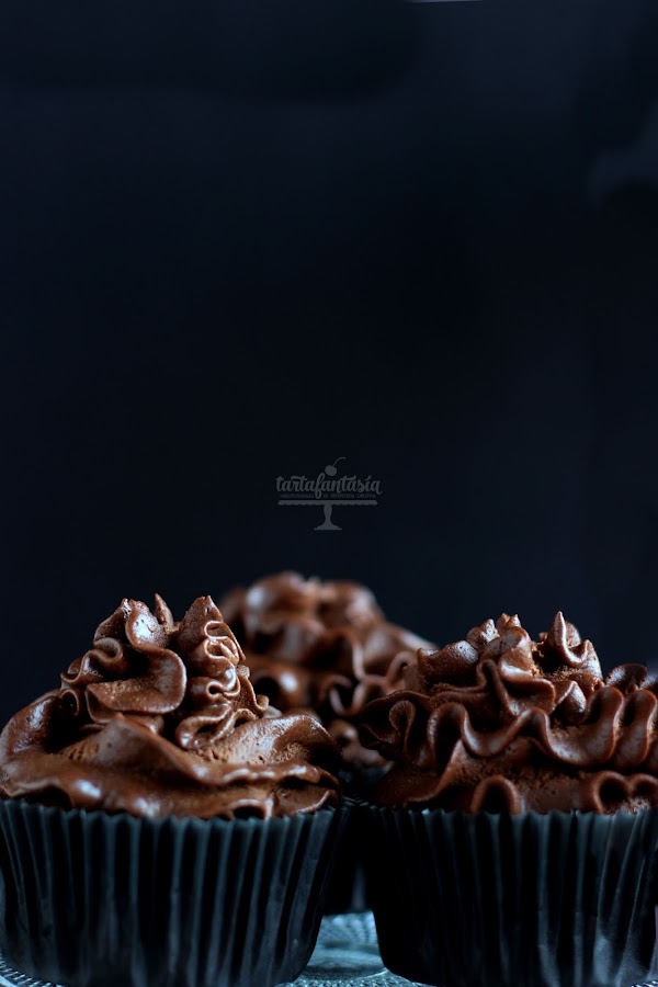 Cupcakes de Ganache de chocolate Negro