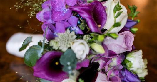 Cadbury's Purple Winter Wedding Bouquet, Boutonniere & Corsage Collection
