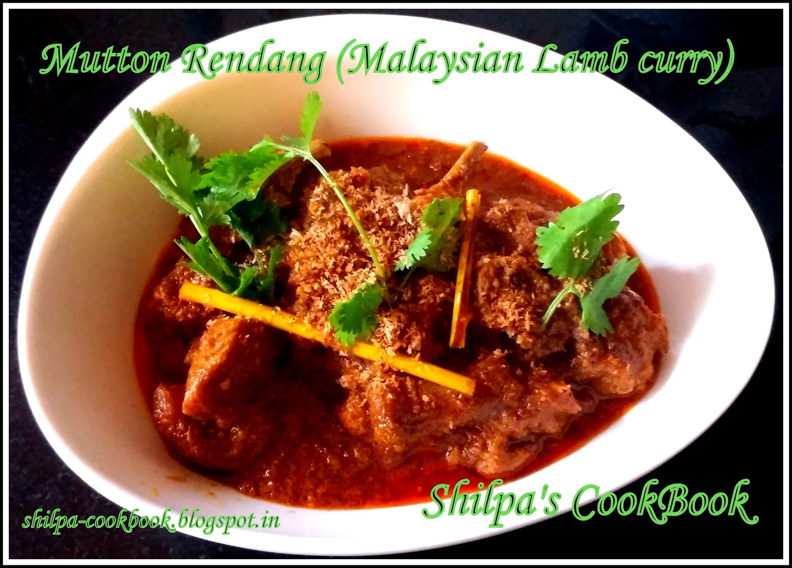 Cook Book Dish 446 Mutton Rendang (Malaysian Lamb curry)
