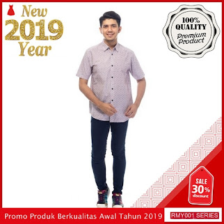 RMY207A34 Ar89 Kemeja Putih Printing Keren Bunga Maroon BMGShop