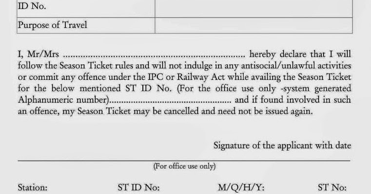Season Ticket Affidavit Indian Railway Season Ticket Affidavit