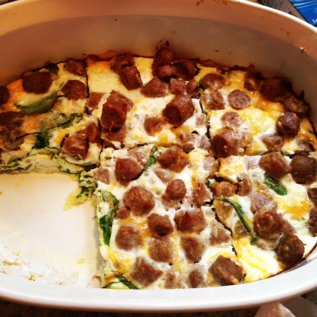Mom! What's for dinner?: Egg Sausage and Spinach Casserole