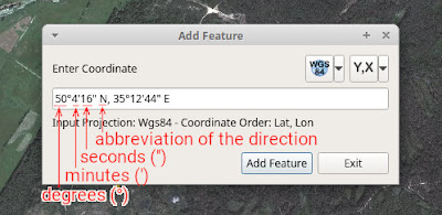 QGIS Lat Lon Tools Add Features Enter DMS Degrees Minutes Seconds Coordinate format формат координат градусы минуты секунды