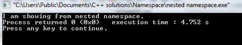 Education for ALL: C++ program to illustrate the use of Nested Namespace
