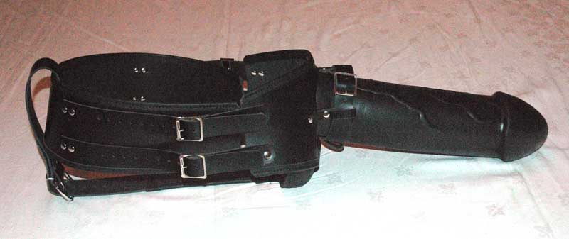Grahams BDSM Blog Giant Leather Strapon Dildo Harness