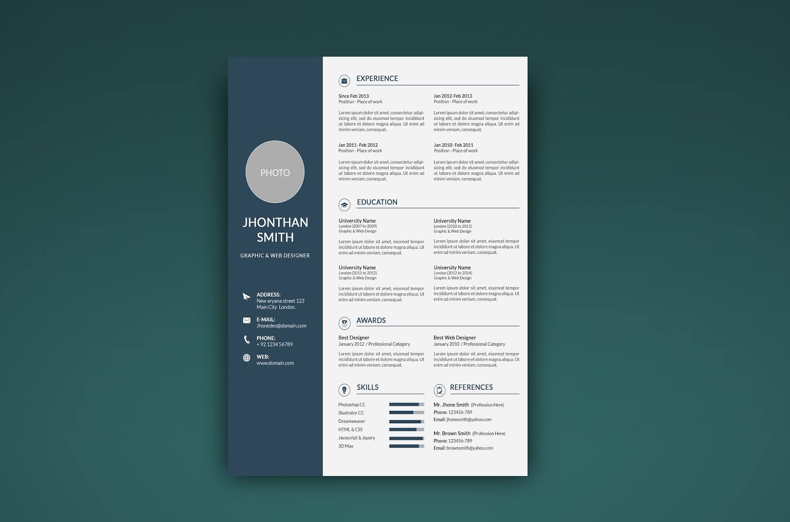 10 Photoshop Editable Resume Cv Template Free Download The Graphic Home