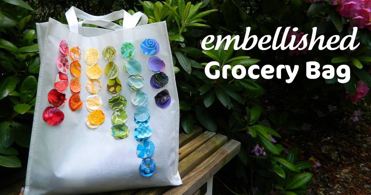 Sew Homegrown {DIY} Simple Embellished Grocery Bag...or beach bag...