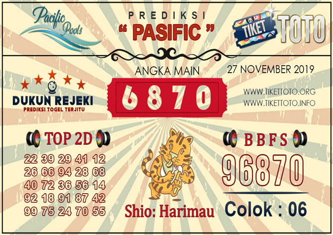 Prediksi Togel PASIFIC TIKETTOTO 27 NOVEMBER 2019